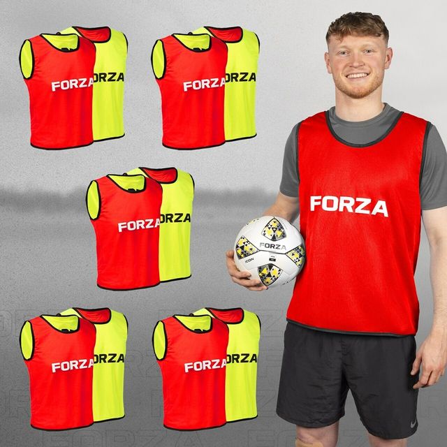 Diamond Football two-sided mesh bibs in red and yellow