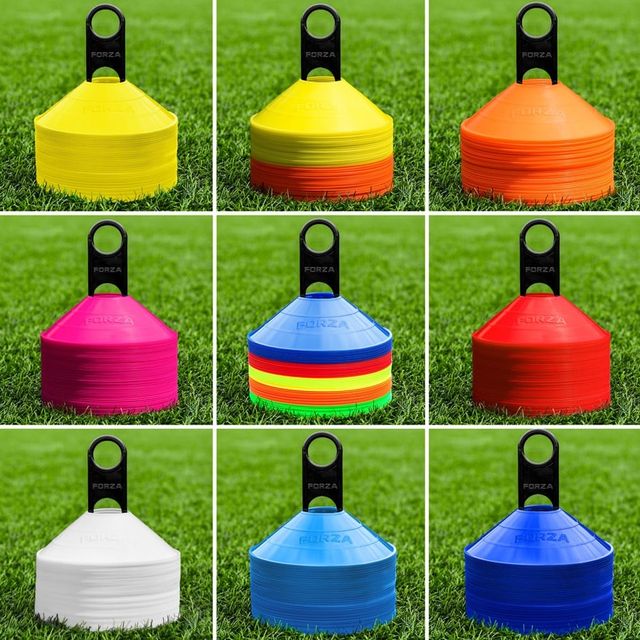 Forza football training marker cones in multiple colours