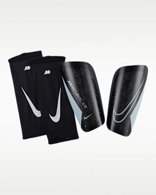Nike Mercurial Lite football shinguards in white and black